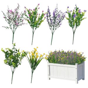 Artificial Flowers Outdoor, Faux Artificial Plants UV Resistant Plastic Flower Bulk for Hanging Planter Porch Window Home Wedding Fall Summer Decor (12)